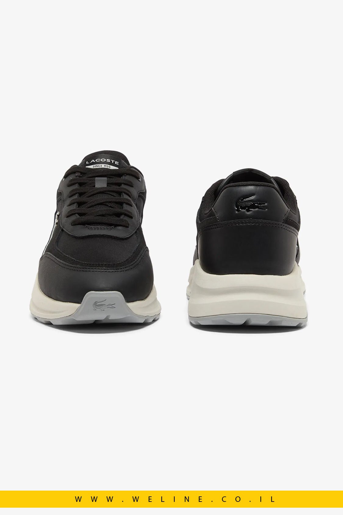 נעלי סניקרס גברים Lacoste Run Set – זמש שחור - WELINE.CO.IL