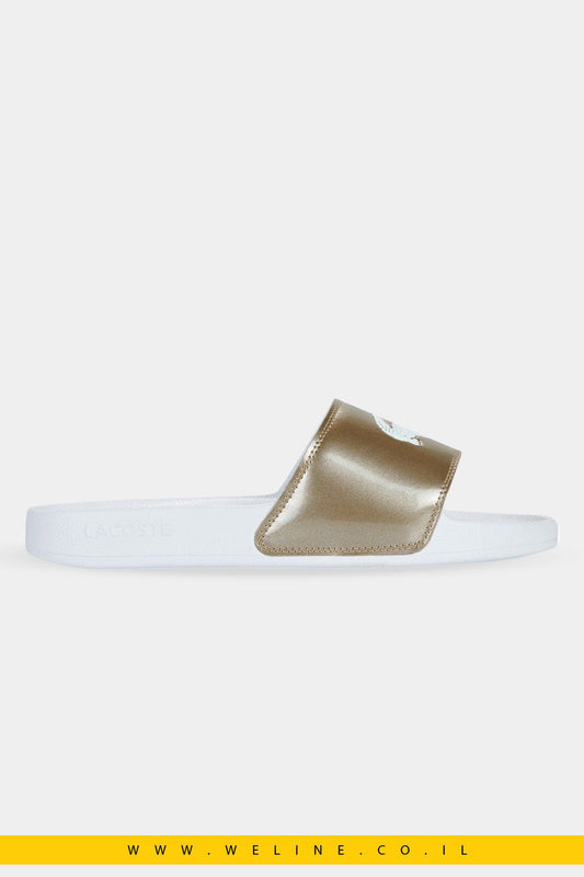 כפכפי נשים Lacoste Serve Slide – צבע White Gold - WELINE.CO.IL