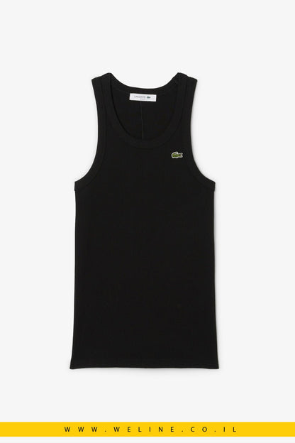 גופיית Lacoste Slim Fit Ribbed Cotton Tank Top – צבע שחור - WELINE.CO.IL