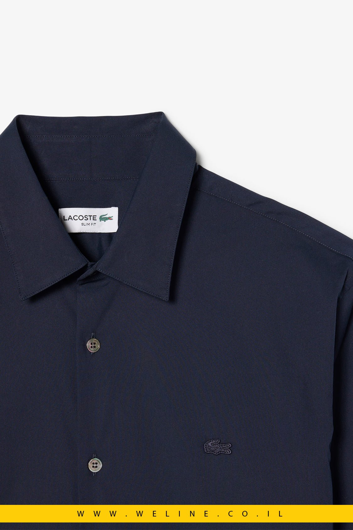 חולצת Lacoste Slim Fit Stretch Poplin – צבע כחול נייבי - WELINE.CO.IL