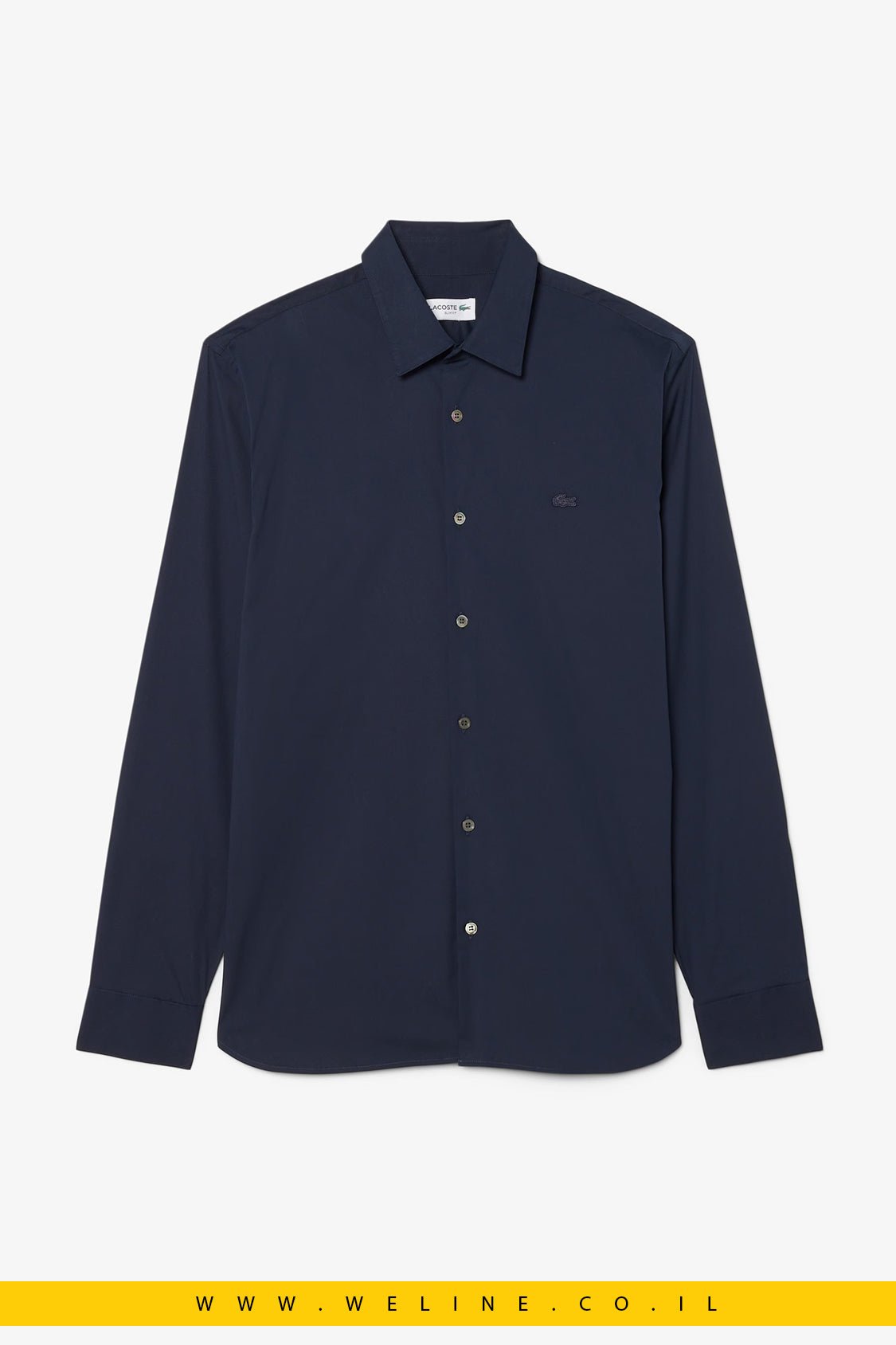 חולצת Lacoste Slim Fit Stretch Poplin – צבע כחול נייבי - WELINE.CO.IL