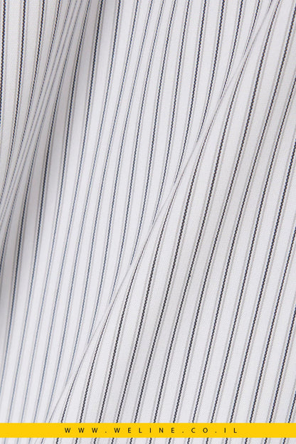 חולצת Lacoste Slim Fit Striped Stretch Poplin – צבע Blanc / Gris / Noir - WELINE.CO.IL