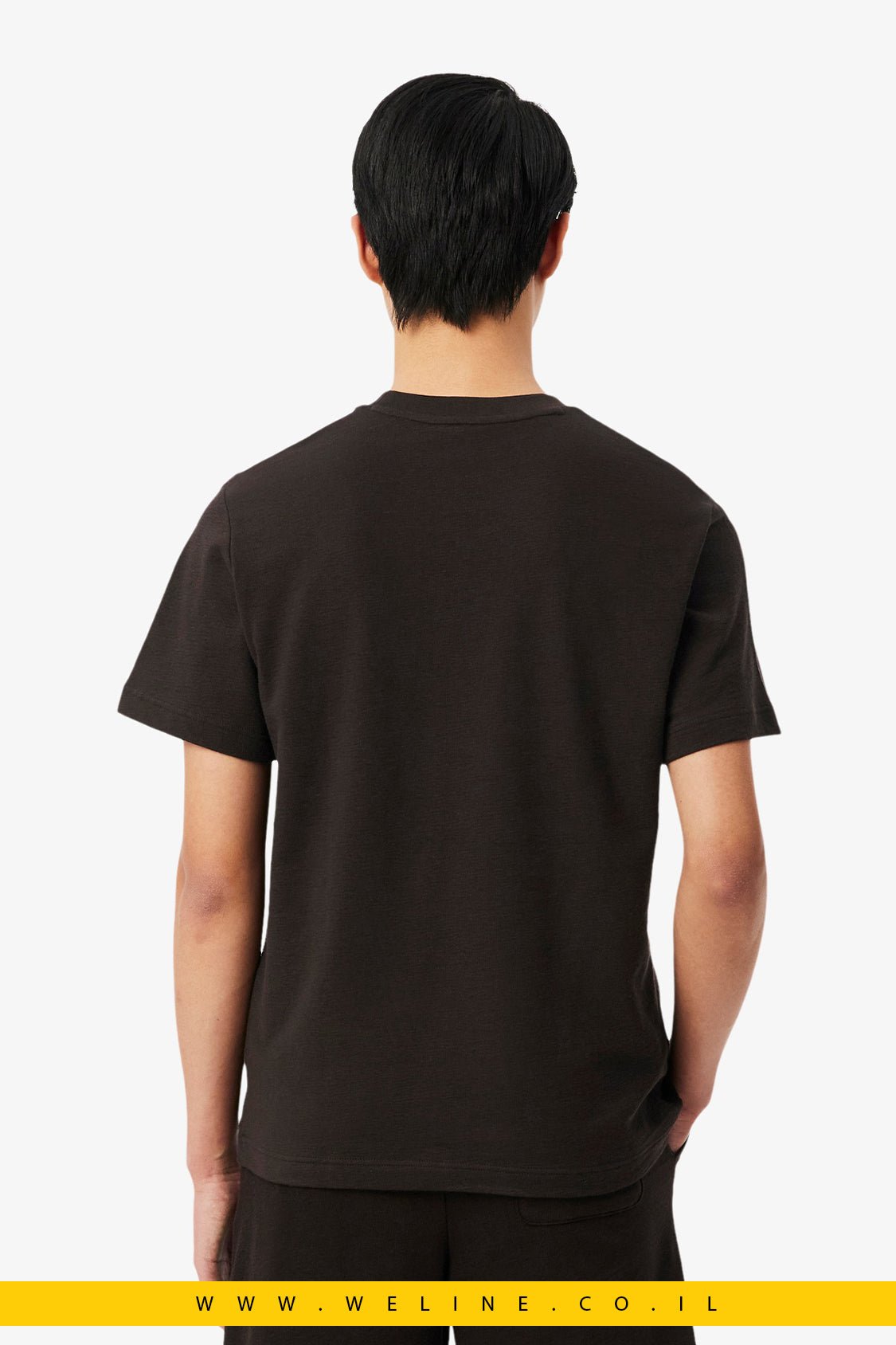 טי - שירט Lacoste Textured Jersey Classic Fit – צבע חום - WELINE.CO.IL