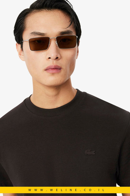 טי - שירט Lacoste Textured Jersey Classic Fit – צבע חום - WELINE.CO.IL