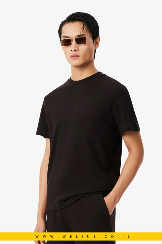 טי - שירט Lacoste Textured Jersey Classic Fit – צבע חום - WELINE.CO.IL