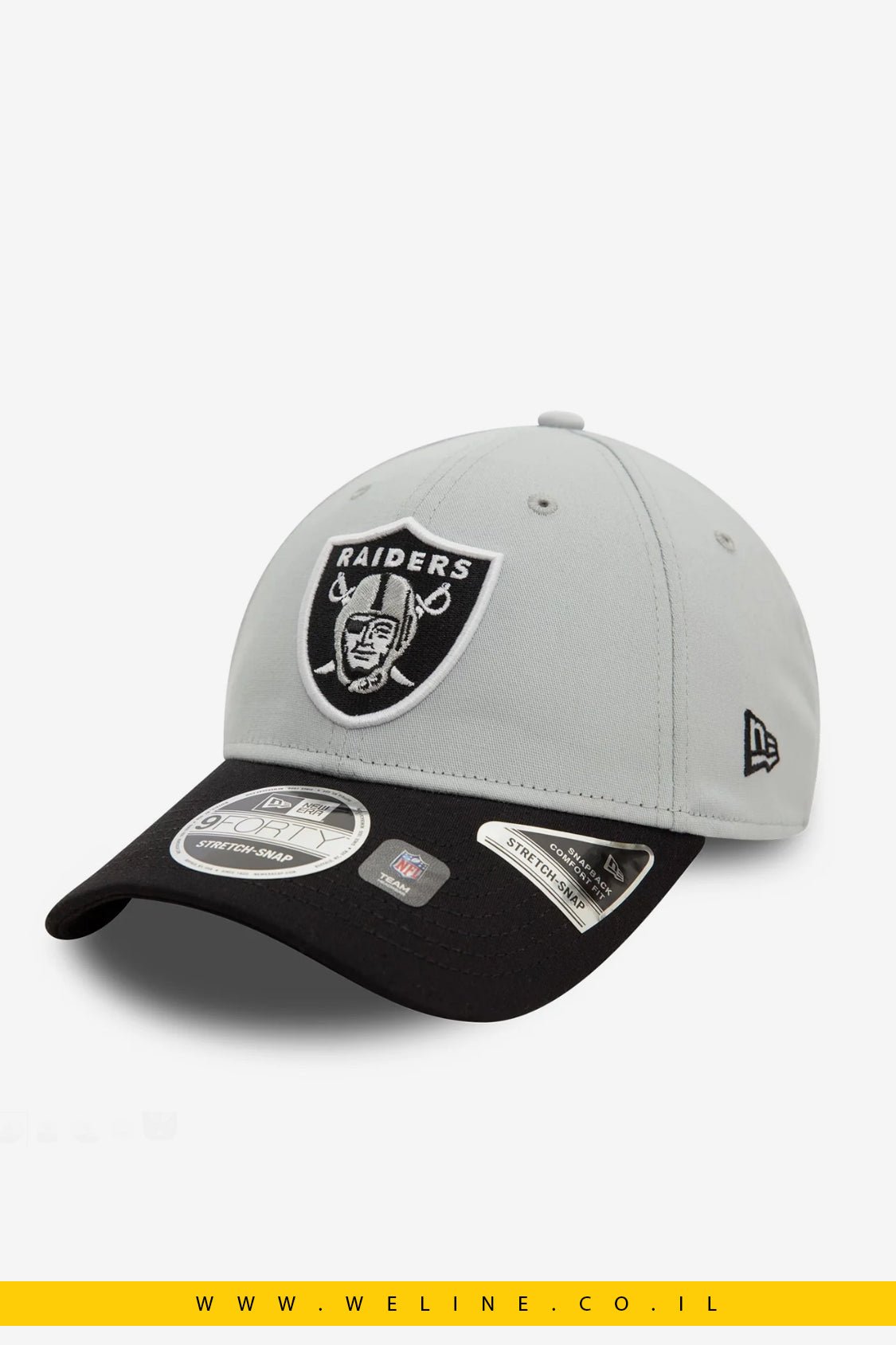כובע מתכוונן Las Vegas Raiders NFL White 9FORTY Stretch Snap מבית New Era - WELINE.CO.IL