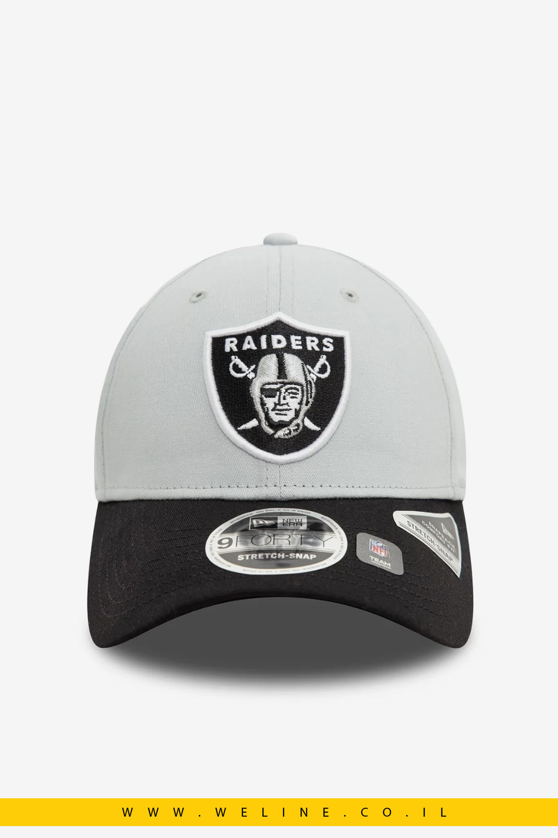 כובע מתכוונן Las Vegas Raiders NFL White 9FORTY Stretch Snap מבית New Era - WELINE.CO.IL