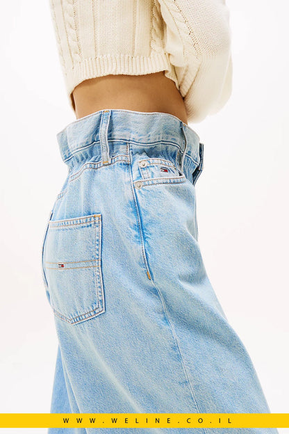 ג'ינס נשים בגזרת Loose עם מותן נייר (Paperbag) ישרה מבית Tommy Jeans - WELINE.CO.IL