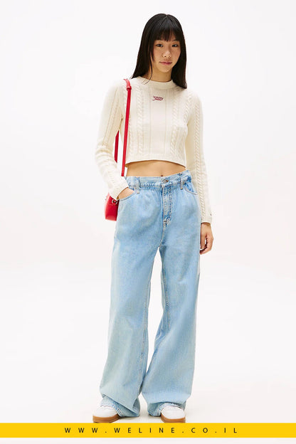 ג'ינס נשים בגזרת Loose עם מותן נייר (Paperbag) ישרה מבית Tommy Jeans - WELINE.CO.IL