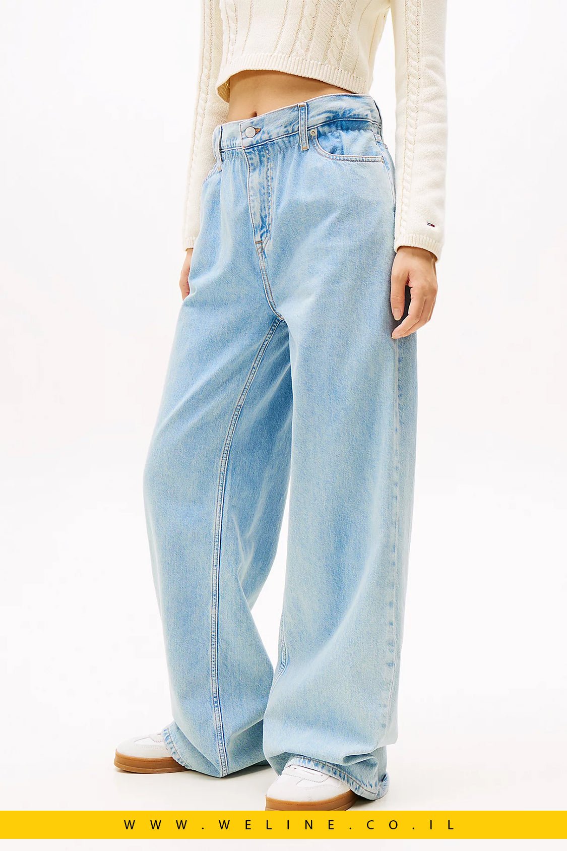 ג'ינס נשים בגזרת Loose עם מותן נייר (Paperbag) ישרה מבית Tommy Jeans - WELINE.CO.IL