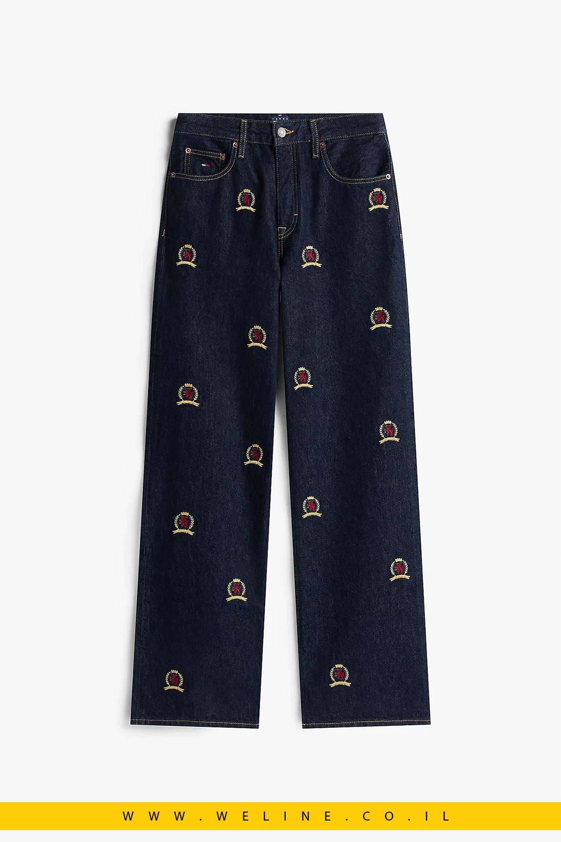 כותרת ג’ינס נשים Mia Crest Embroidery Relaxed Straight Leg – Tommy Jeans - WELINE.CO.IL