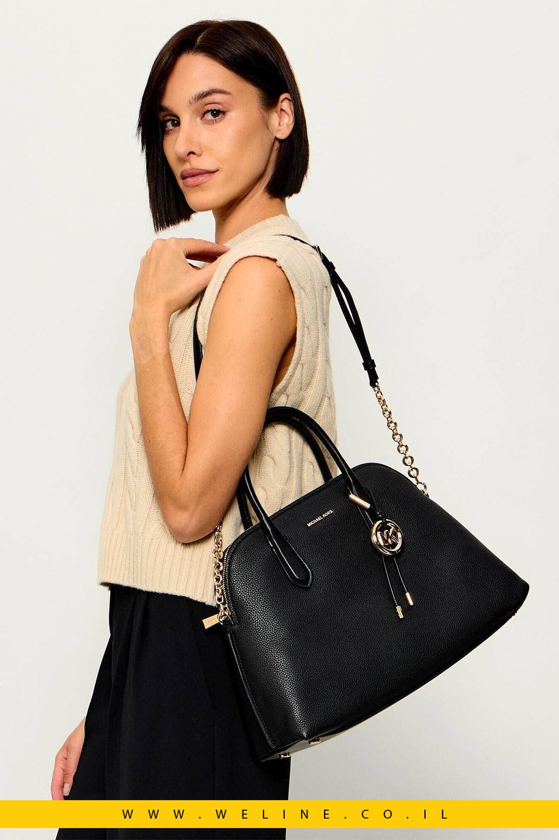 תיק יד לנשים Michael Kors Freddie Large Grained Leather - WELINE.CO.IL