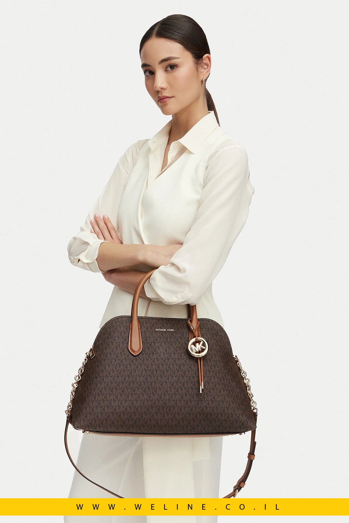 תיק יד לנשים Michael Kors Freddie Large Signature Logo Dome - WELINE.CO.IL
