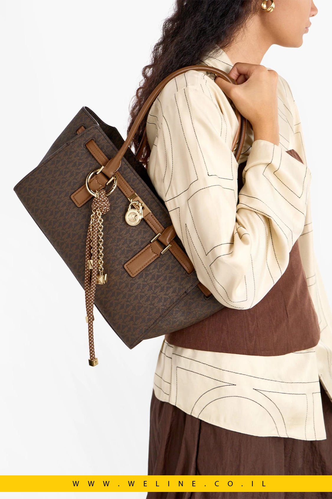 תיק נשים Michael Kors Hamilton Moderne Small EW Shoulder Tote - WELINE.CO.IL