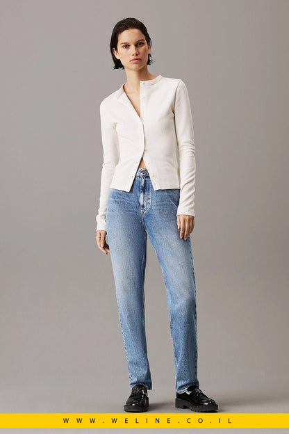ג'ינס Mom בגזרה גבוהה לנשים מבית Calvin Klein Jeans - WELINE.CO.IL