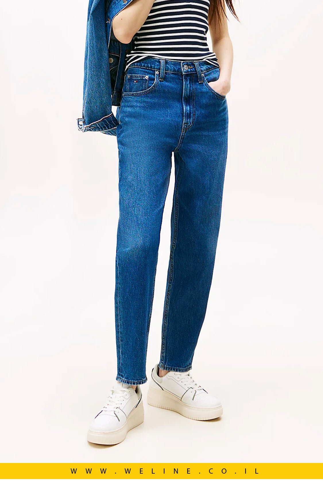ג'ינס נשים גזרת Mom בגובה אולטרה - גבוה | Tommy Jeans - WELINE.CO.IL