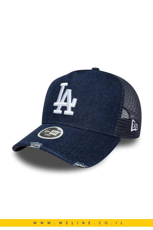 כובע New Era 9FORTY A - Frame Trucker לנשים – MLB LA Dodgers ג’ינס כחול | Snapback - WELINE.CO.IL
