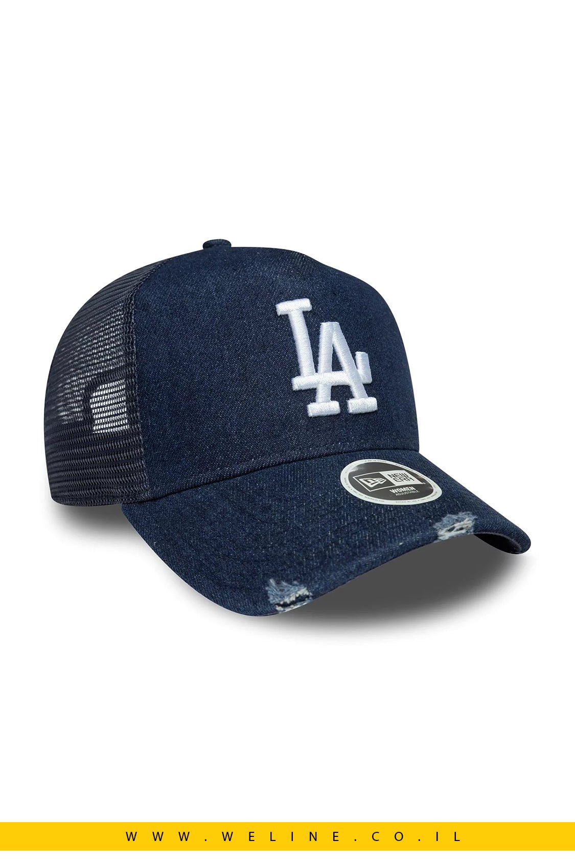 כובע New Era 9FORTY A - Frame Trucker לנשים – MLB LA Dodgers ג’ינס כחול | Snapback - WELINE.CO.IL