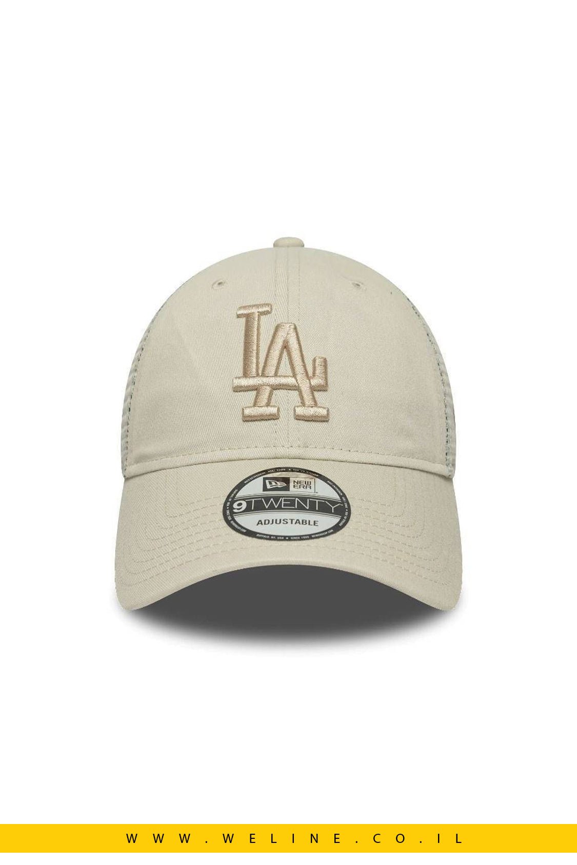 כובע רשת New Era Los Angeles Dodgers Trucker – בז’ | מתכוונן | יוניסקס (One Size) - WELINE.CO.IL