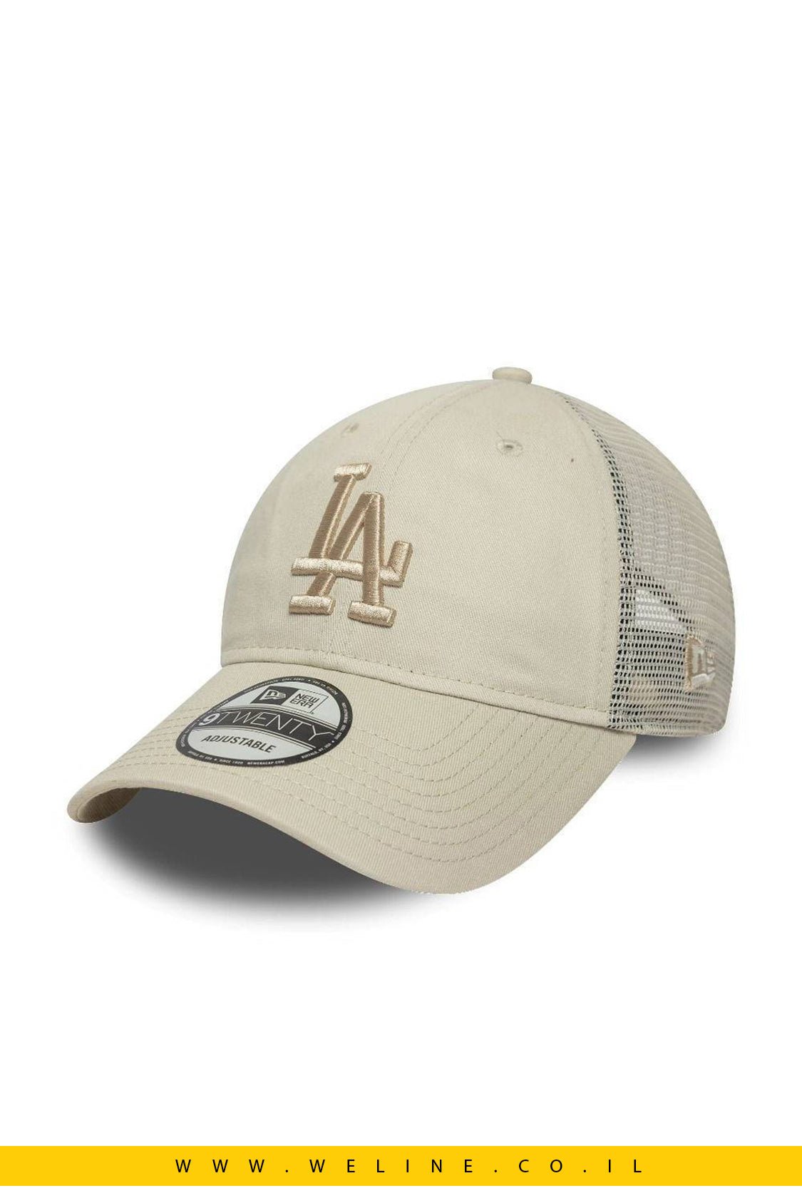 כובע רשת New Era Los Angeles Dodgers Trucker – בז’ | מתכוונן | יוניסקס (One Size) - WELINE.CO.IL
