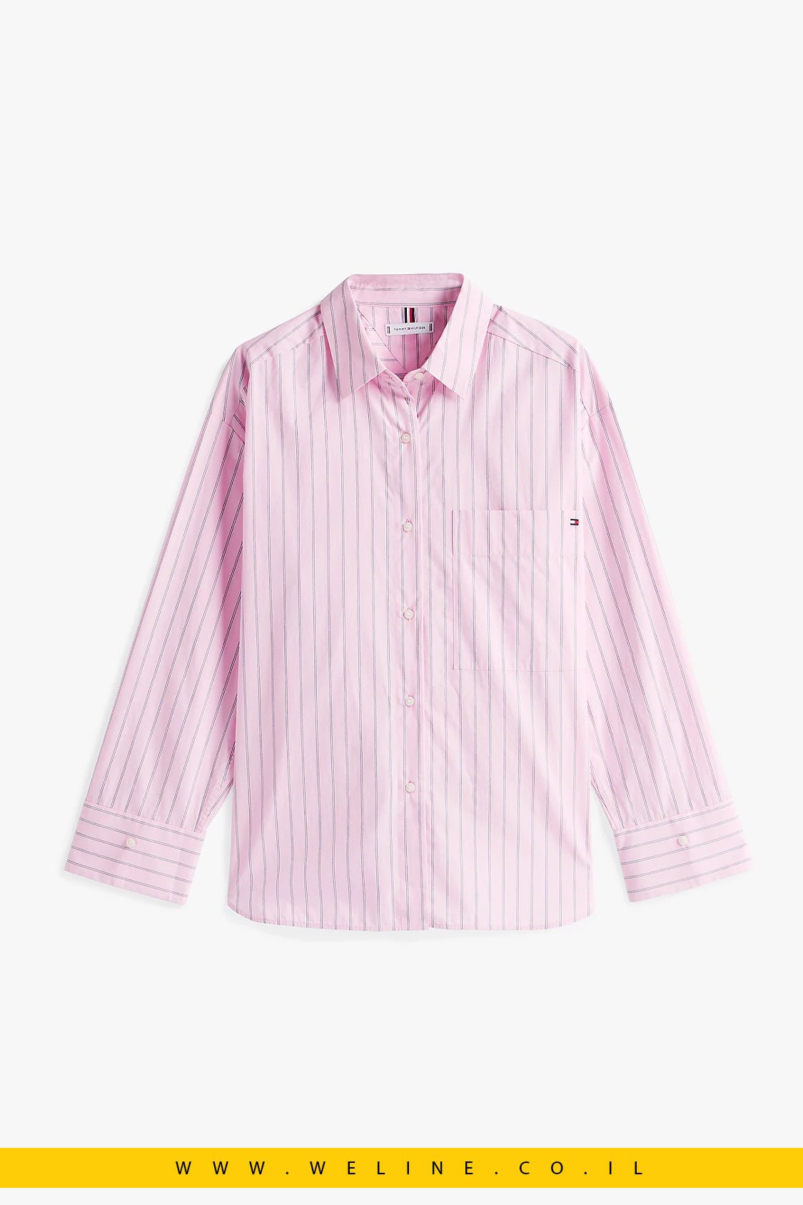 חולצת פופלין Oversized עם חפתים מתכווננים Tommy Hilfiger - WELINE.CO.IL
