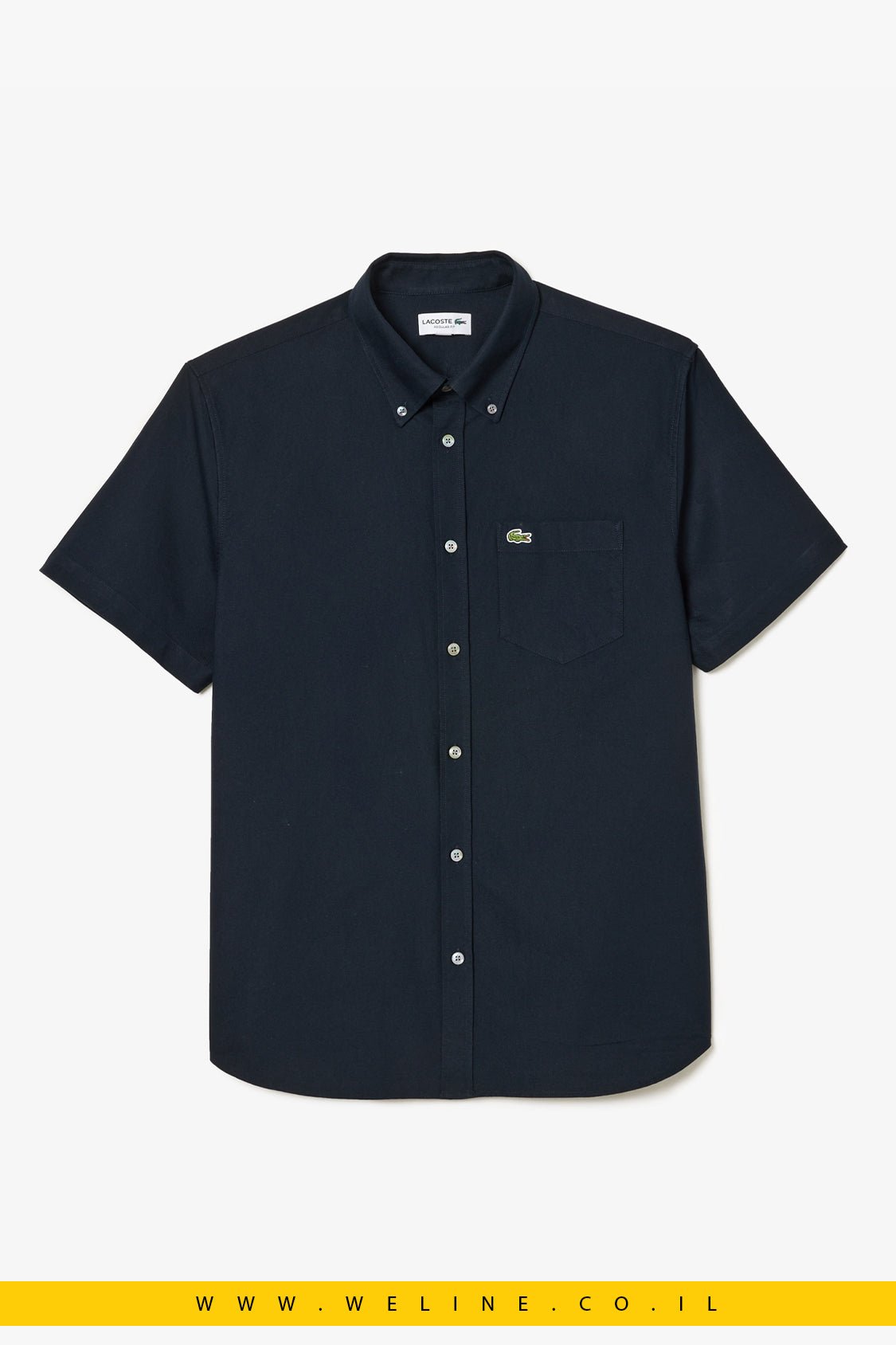 חולצת Oxford קצרה לגברים Lacoste Regular Fit – צבע כחול נייבי - WELINE.CO.IL