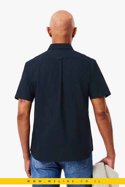 חולצת Oxford קצרה לגברים Lacoste Regular Fit – צבע כחול נייבי - WELINE.CO.IL
