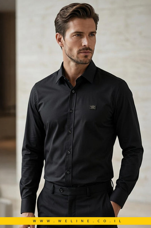חולצה מכופתרת שחורה גברים Paul & Shark - WELINE.CO.IL