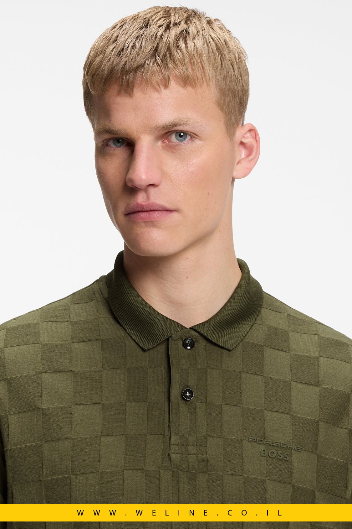 חולצת פולו Porsche x BOSS מכותנה עם דוגמת ג'קארד - WELINE.CO.IL