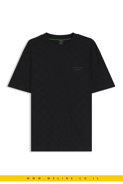 טי שירט Porsche x BOSS מכותנה ג'קארד – Relaxed Fit - WELINE.CO.IL