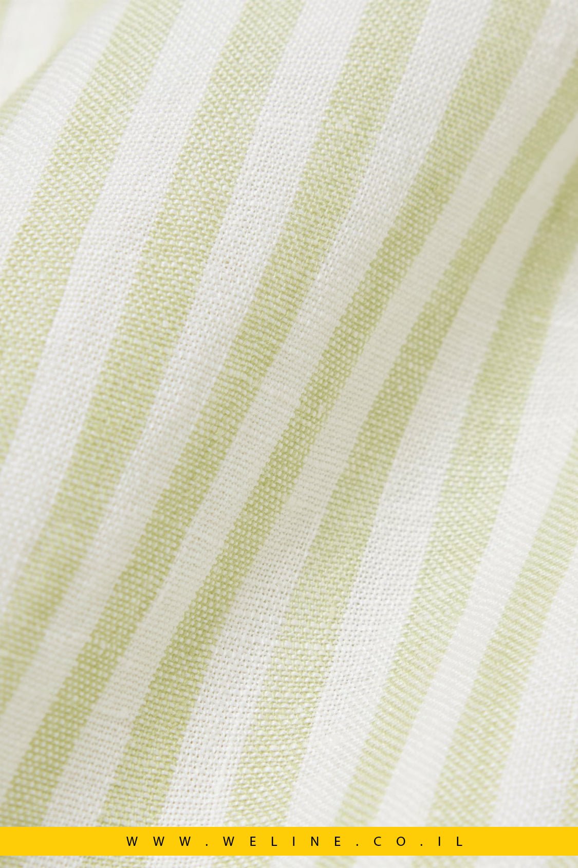 חולצת פשתן פסים לגברים Regular Fit – Lacoste Vert / Blanc - WELINE.CO.IL