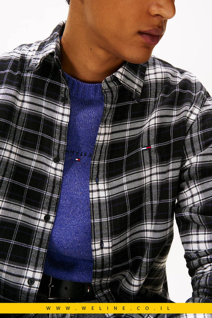 חולצת פלאנל משובצת בגזרת Regular Fit tommy - WELINE.CO.IL