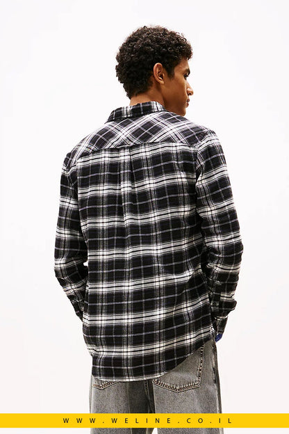 חולצת פלאנל משובצת בגזרת Regular Fit tommy - WELINE.CO.IL
