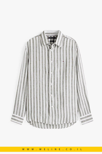 חולצת פסים פשתן Regular Fit לגברים Tommy Hilfiger - WELINE.CO.IL