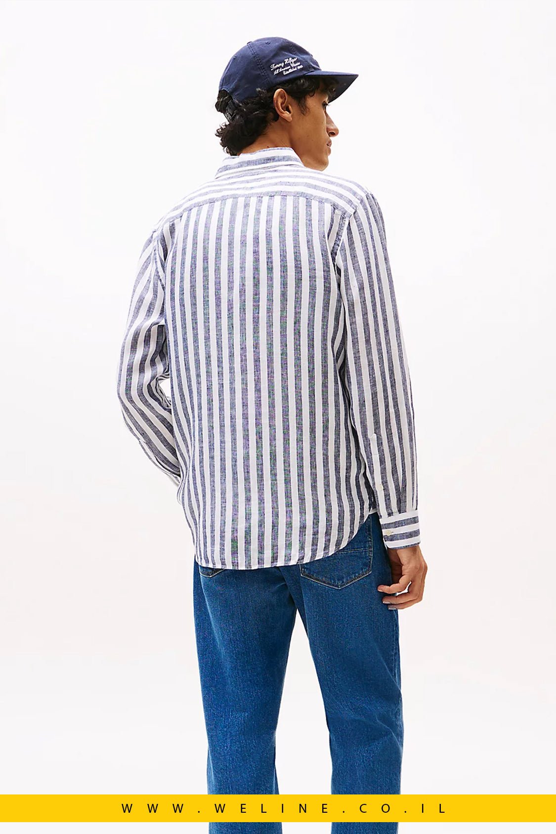 חולצת פסים פשתן Regular Fit לגברים Tommy Hilfiger - WELINE.CO.IL