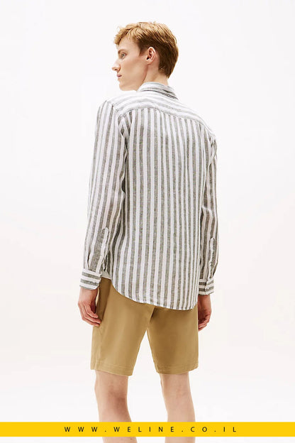 חולצת פסים פשתן Regular Fit לגברים Tommy Hilfiger - WELINE.CO.IL