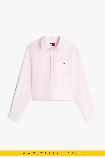 חולצת פופלין קרופ בגזרת Relaxed Fit לנשים Tommy Jeans – טומי ג’ינס | ורוד בהיר - WELINE.CO.IL
