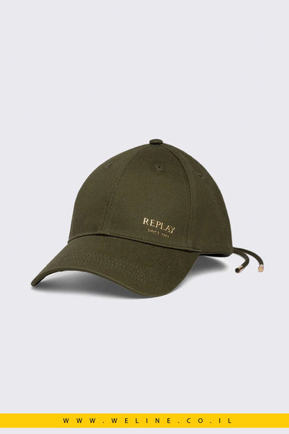 כובע מצחייה ירוק עם לוגו מוזהב – Replay - WELINE.CO.IL
