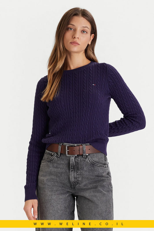 סוודר SLIM CABLE KNIT לנשים – Tommy Jeans - WELINE.CO.IL