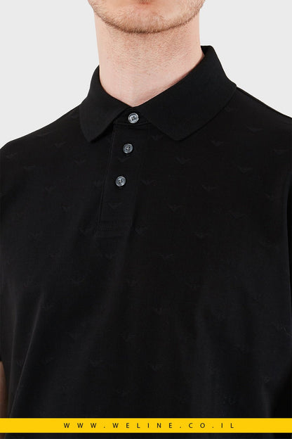 חולצת פולו ג'רזי Slim Fit עם דוגמת Black Eagle בג'קארד - WELINE.CO.IL