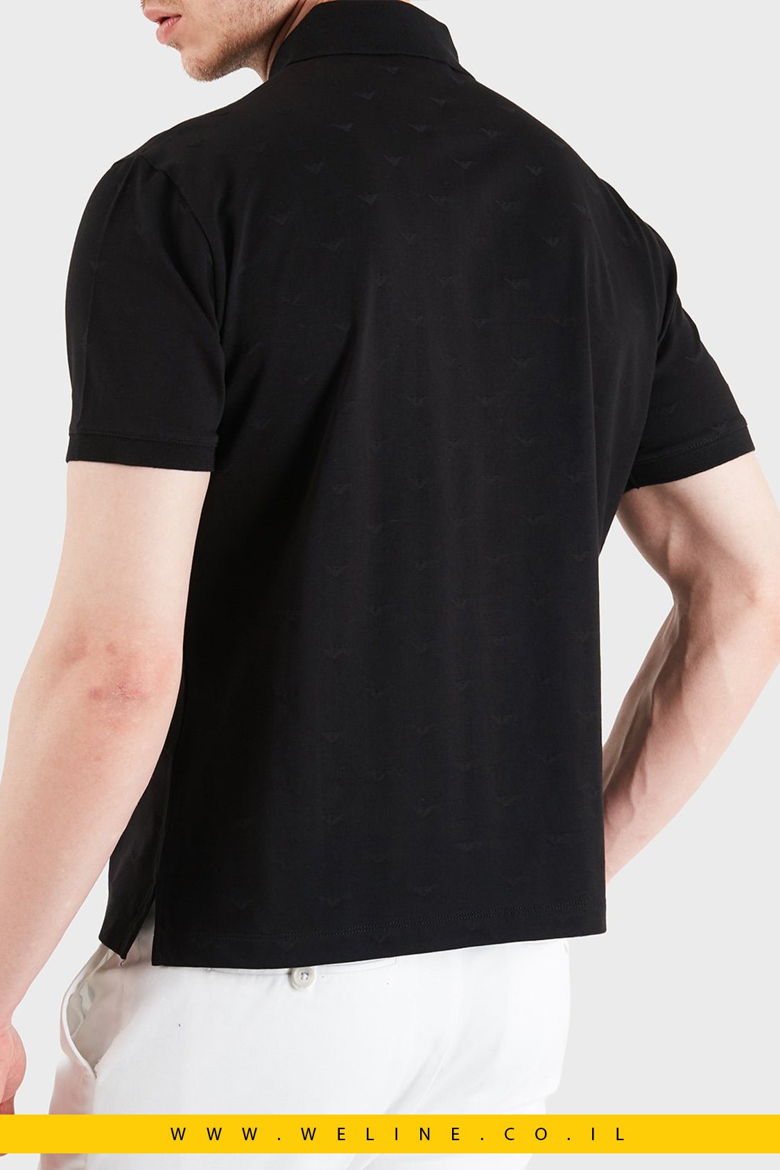 חולצת פולו ג'רזי Slim Fit עם דוגמת Black Eagle בג'קארד - WELINE.CO.IL