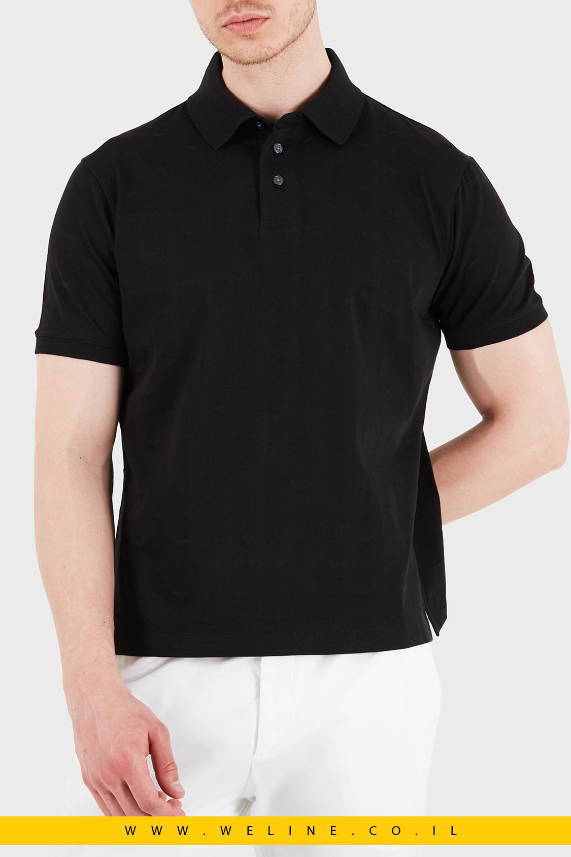 חולצת פולו ג'רזי Slim Fit עם דוגמת Black Eagle בג'קארד - WELINE.CO.IL
