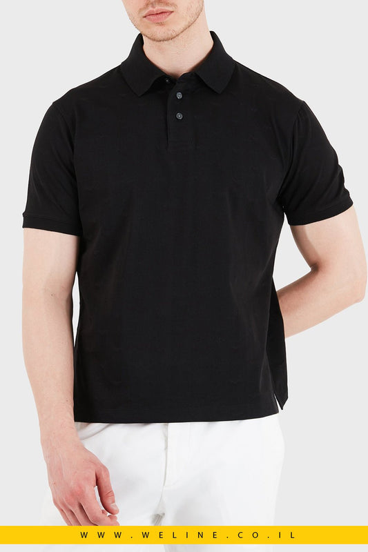 חולצת פולו ג'רזי Slim Fit עם דוגמת Black Eagle בג'קארד - WELINE.CO.IL
