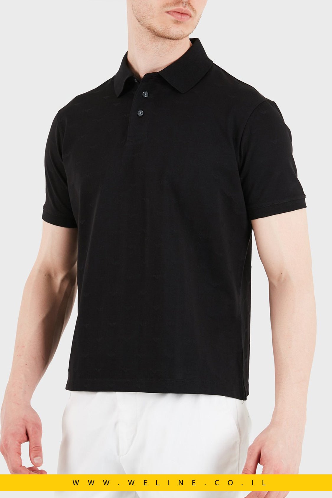 חולצת פולו ג'רזי Slim Fit עם דוגמת Black Eagle בג'קארד - WELINE.CO.IL