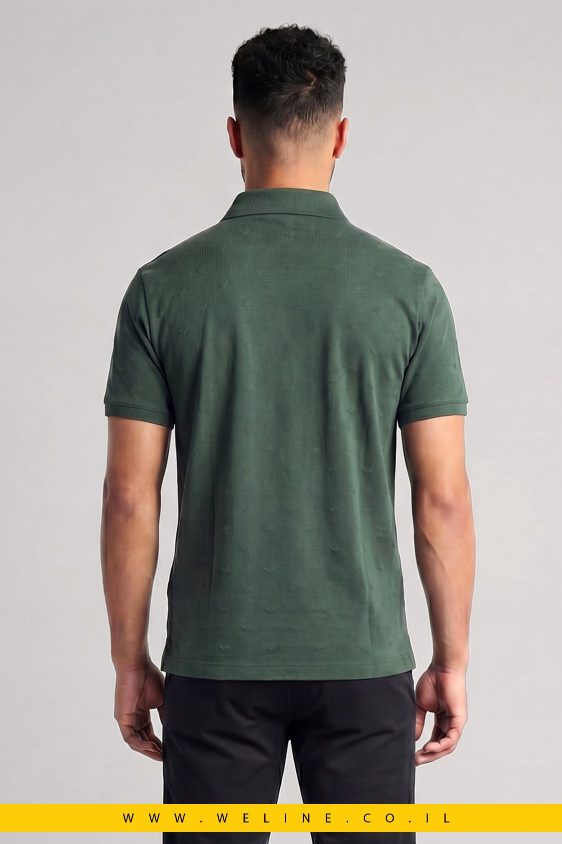 חולצת פולו ג'רזי Slim Fit עם דוגמת Eagle בג'קארד Emporio Armani - WELINE.CO.IL