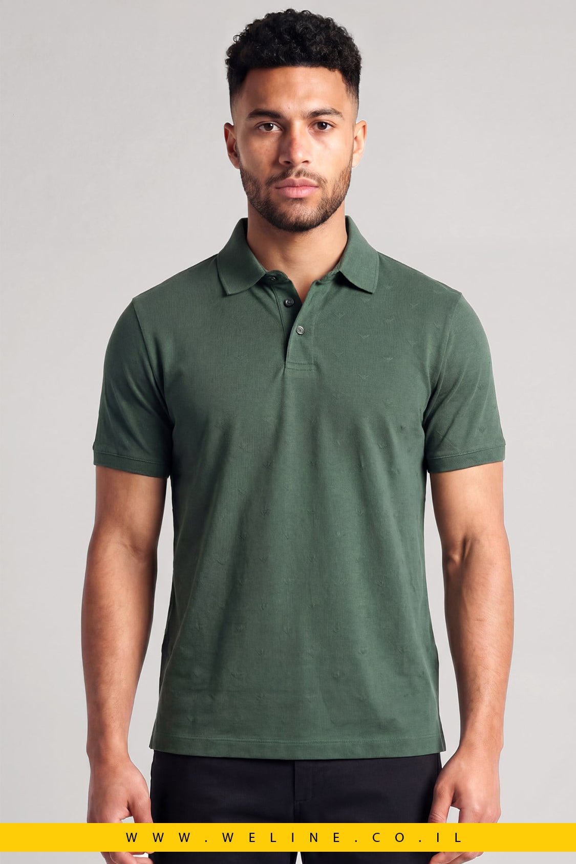 חולצת פולו ג'רזי Slim Fit עם דוגמת Eagle בג'קארד Emporio Armani - WELINE.CO.IL