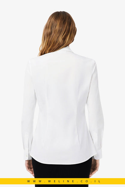 חולצת כותנה פופלין סטרץ’ Slim Fit עם כיס מבית Lacoste - WELINE.CO.IL