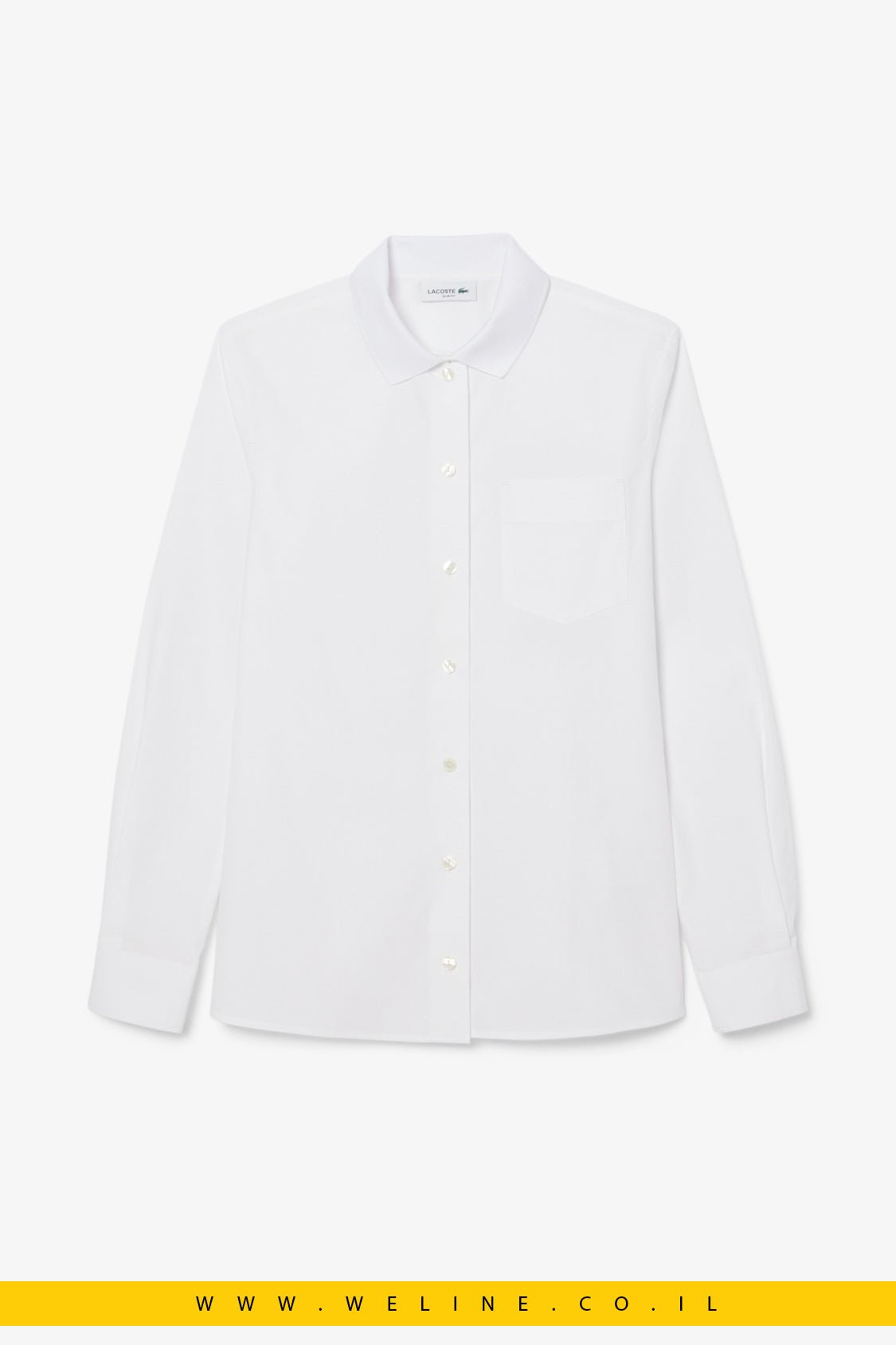 חולצת כותנה פופלין סטרץ’ Slim Fit עם כיס מבית Lacoste - WELINE.CO.IL