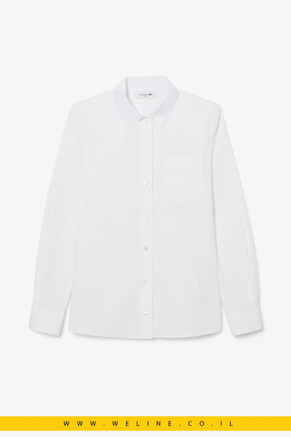 חולצת כותנה פופלין סטרץ’ Slim Fit עם כיס מבית Lacoste - WELINE.CO.IL