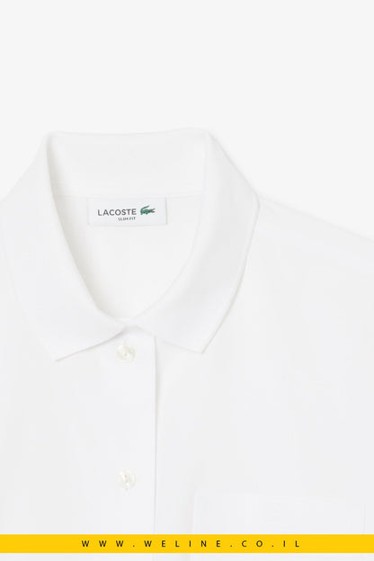 חולצת כותנה פופלין סטרץ’ Slim Fit עם כיס מבית Lacoste - WELINE.CO.IL